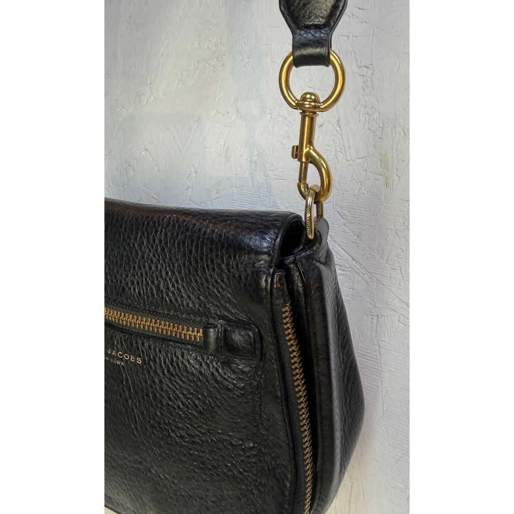 Marc Jacobs Recruit Leather Saddle Bag Black Crossbody M0008137 001 - Picture 5 of 15